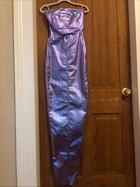 Rick Owens Iridescent Lavender Strapless Column Gown